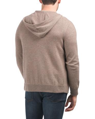 Cashmere Zip Up Hooded Sweater for Men Product Image