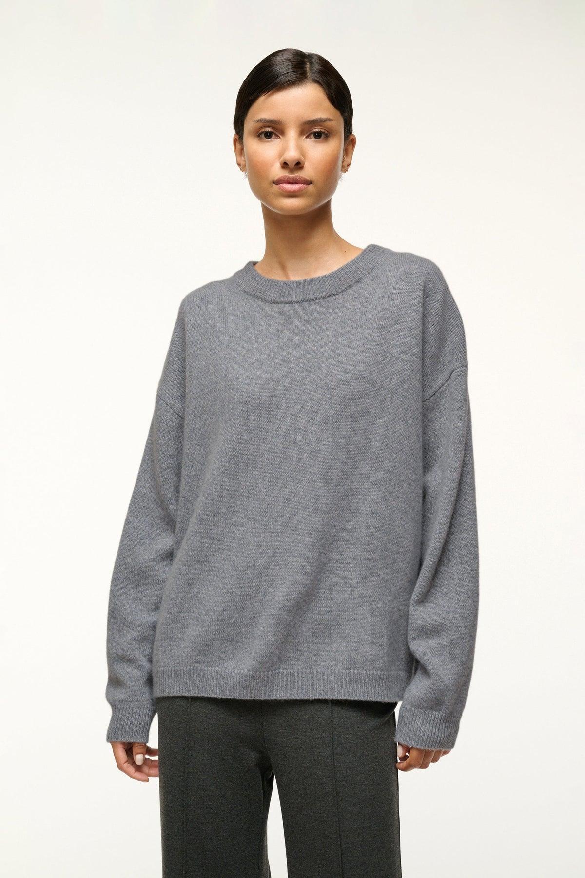 SERRANO CASHMERE RELAXED CREW | HEATHER GREY Product Image