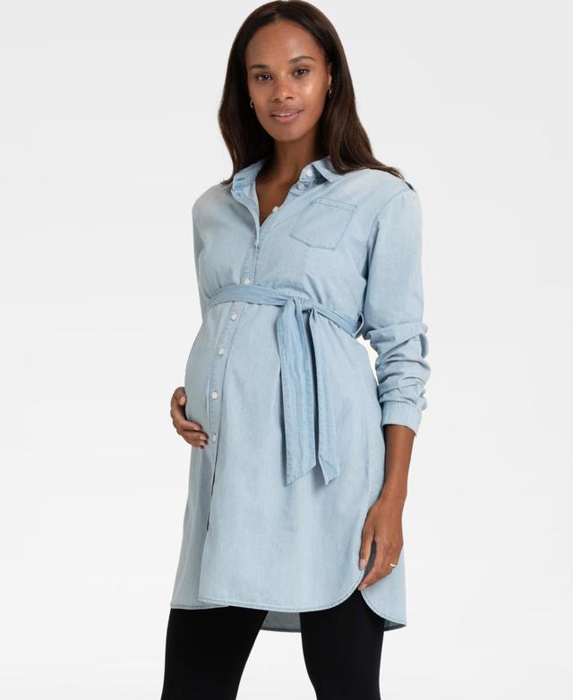 Women's Cotton Chambray Belted Maternity Tunic Product Image