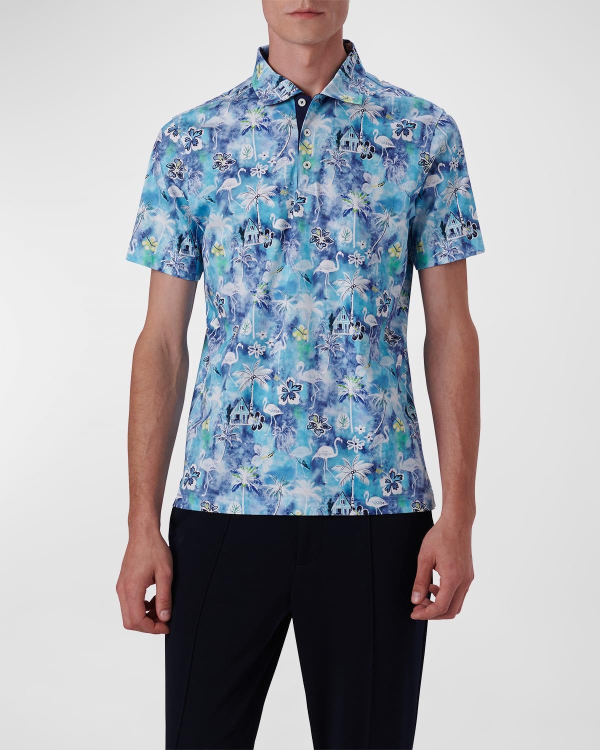 Mens Flamingo Digital-Print Polo Shirt product image