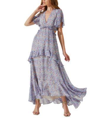 Cherli Ruffled Lace-Up Cutout-Back Maxi Dress Product Image