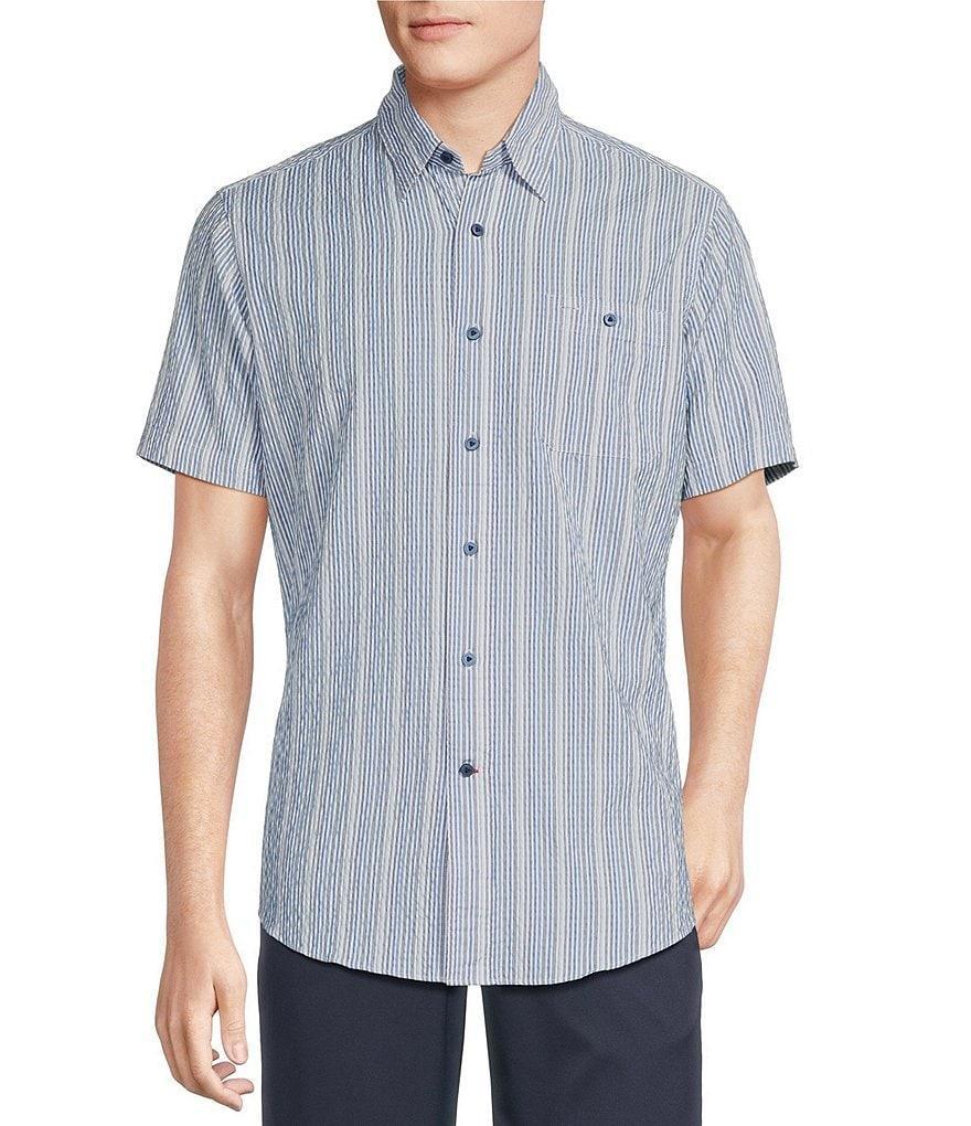 Cremieux Blue Label Performance Stretch Multi-Stripe Seersucker Short Sleeve Woven Shirt Product Image