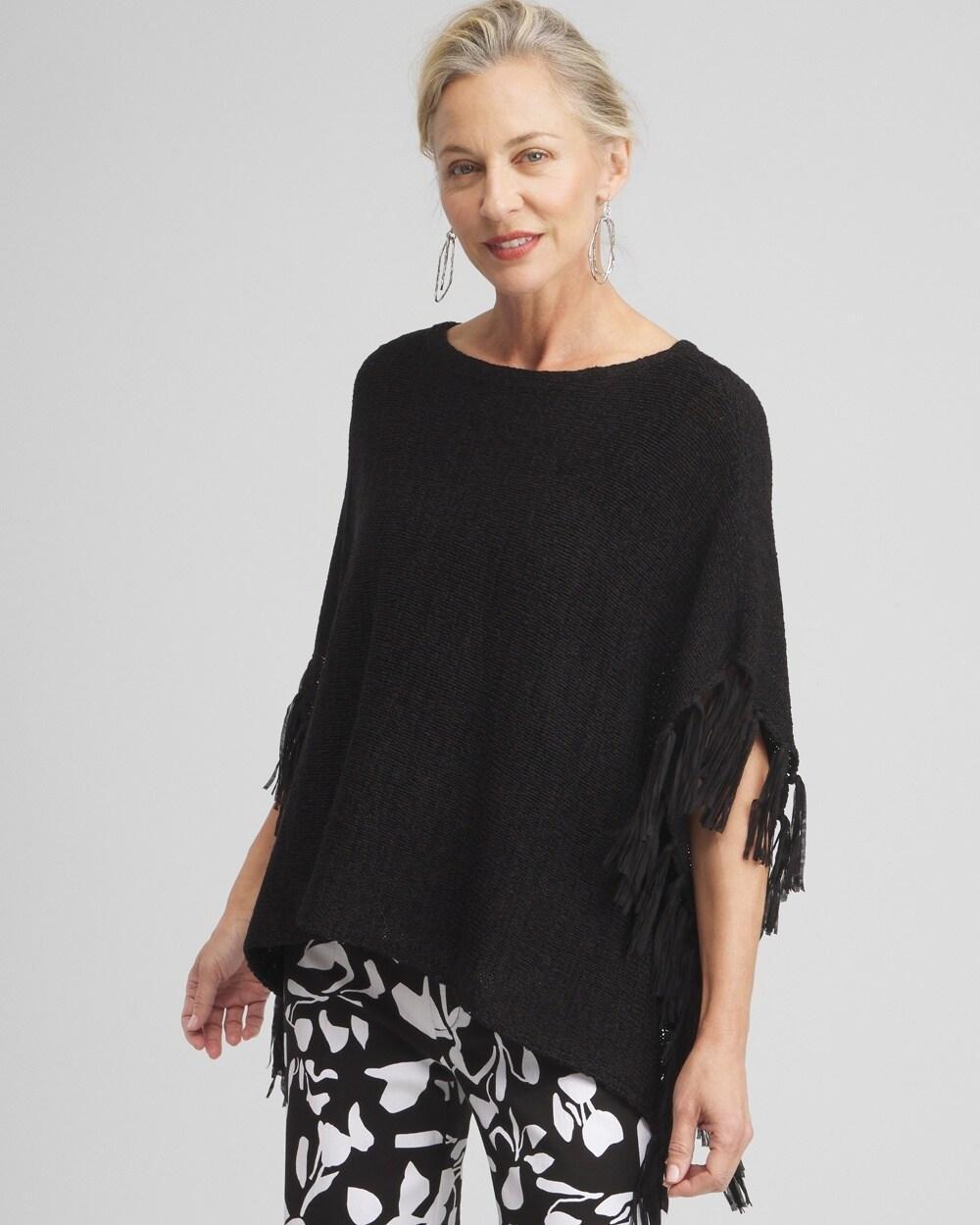 Fringe Knit Poncho Product Image