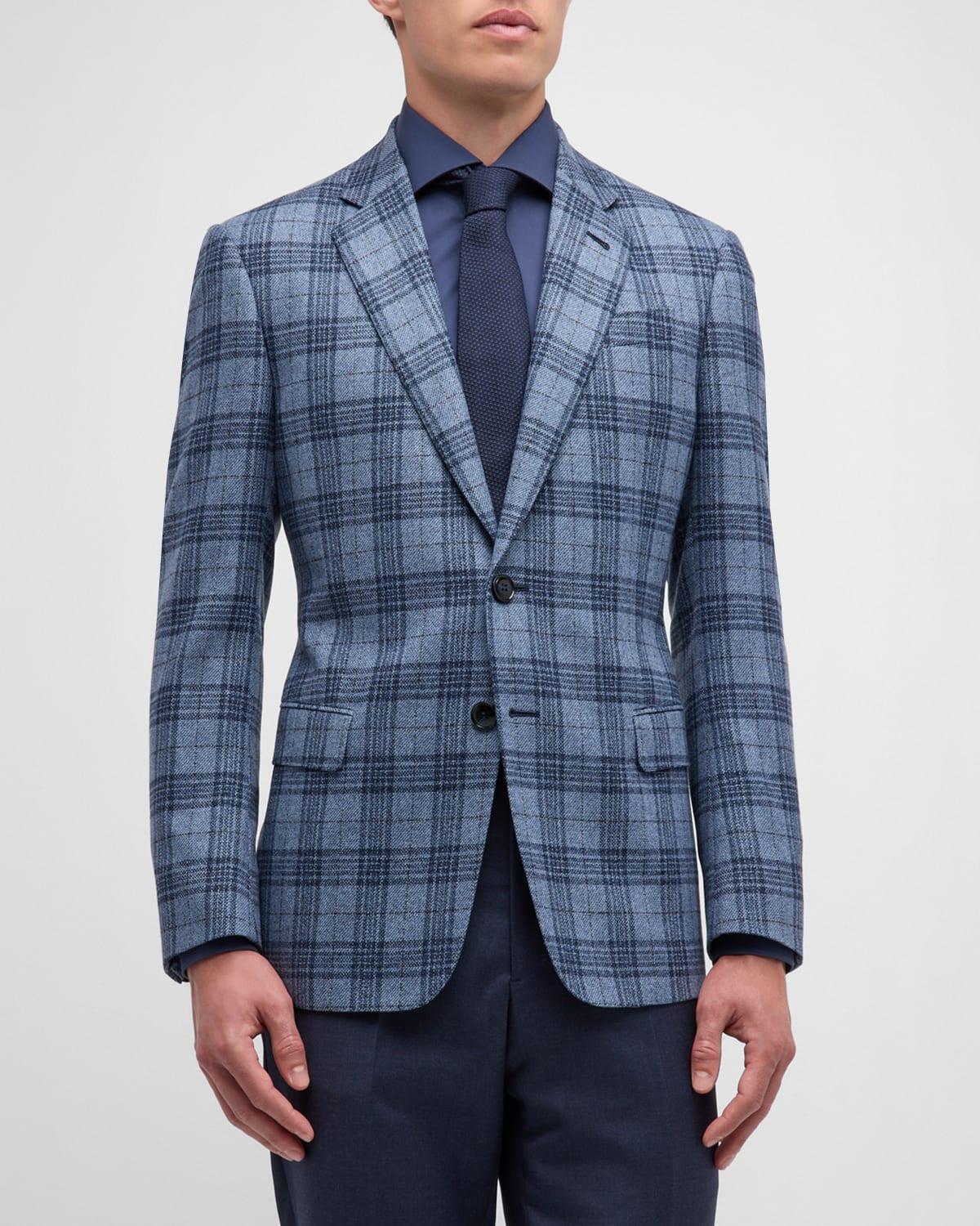 Mens Soft Wool-Cashmere Plaid Sport Coat Product Image