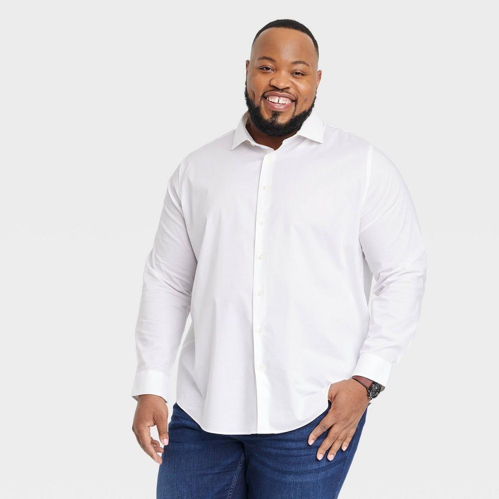 Mens Big & Tall Performance Long Sleeve Button-Down Dress Shirt - Goodfellow & Co White 4XLT Product Image