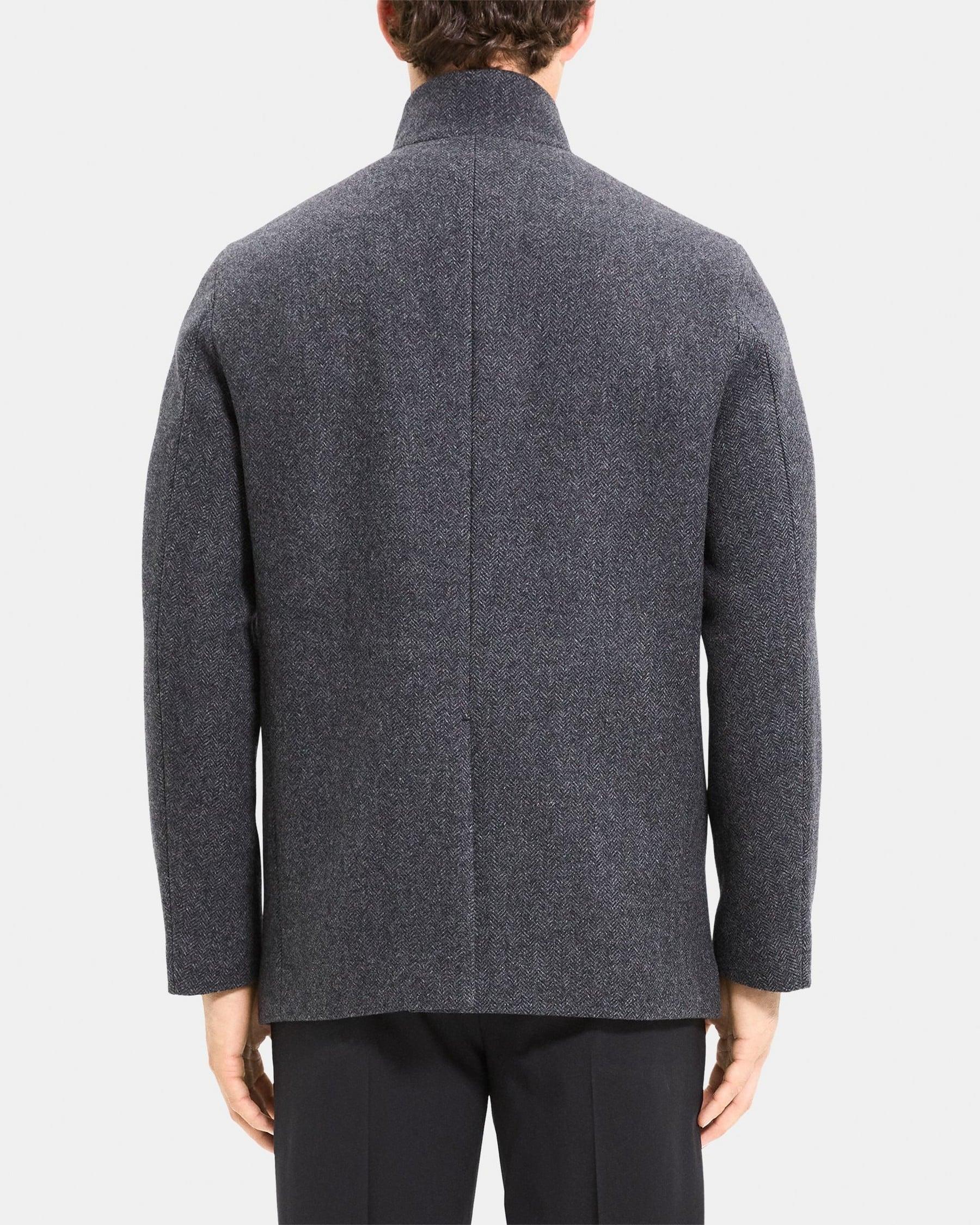 Stand Collar Coat in Wool-Blend Mélange Product Image