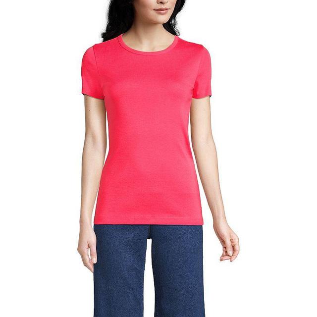 Petite Lands End All-Cotton Crewneck Tee, Womens Evening Blue Product Image