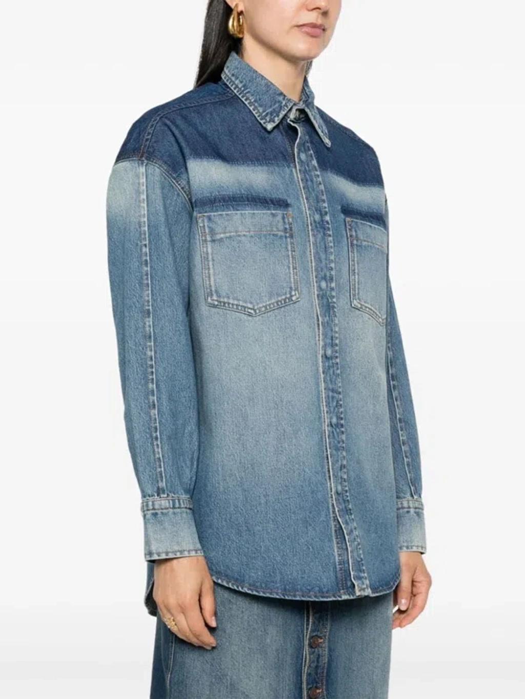 Oversized Denim Shirt In Blue Product Image