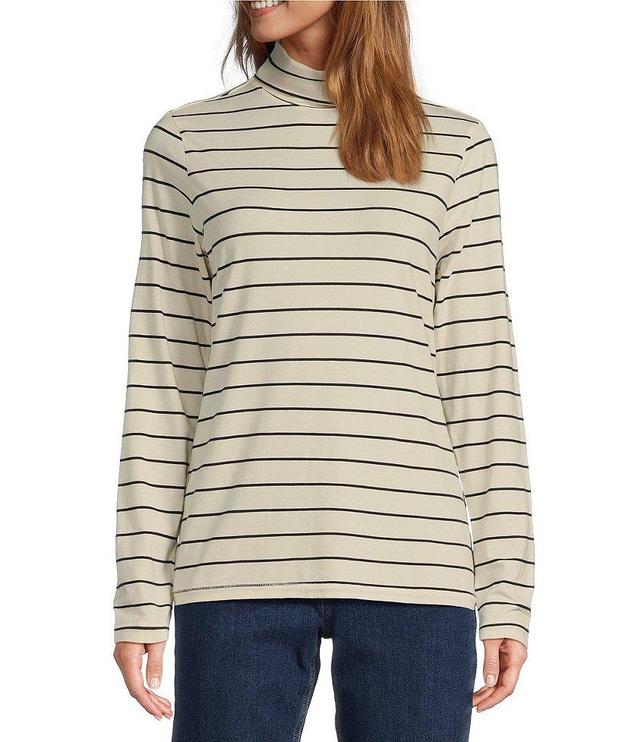 L.L.Bean Knit Turtleneck Horizontal Stripe Long Sleeve Tee Product Image