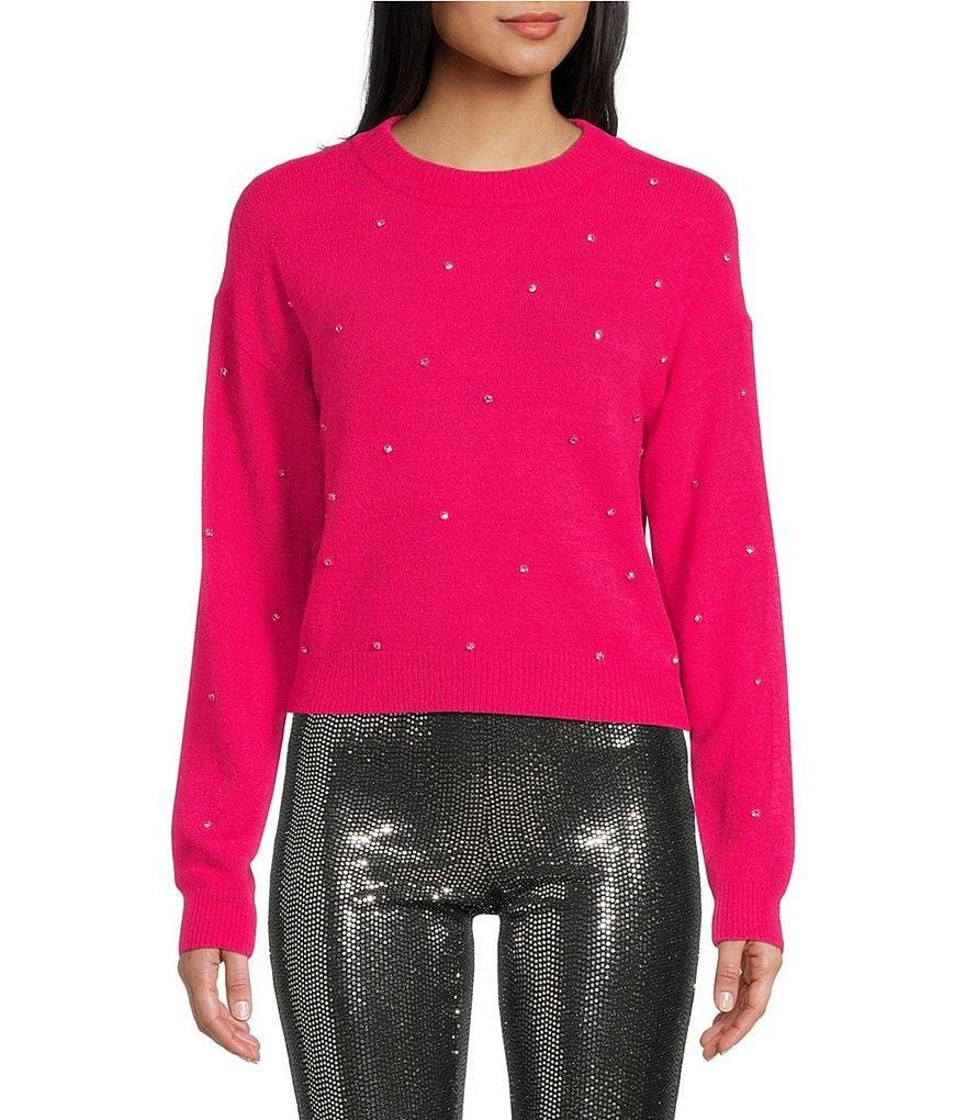 C&V Chelsea & Violet Rhinestone Encrusted Cropped Sweater Product Image