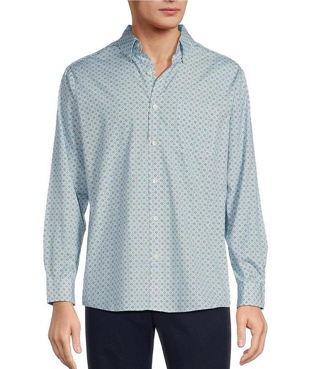 Roundtree & Yorke Long Sleeve Medallion Print Slub Sport Shirt Product Image