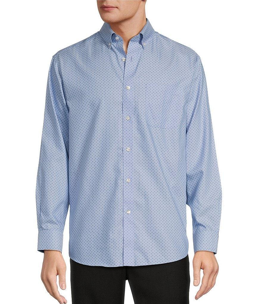 Gold Label Roundtree & Yorke Non-Iron Long Sleeve Star Print Herringbone Sport Shirt Product Image