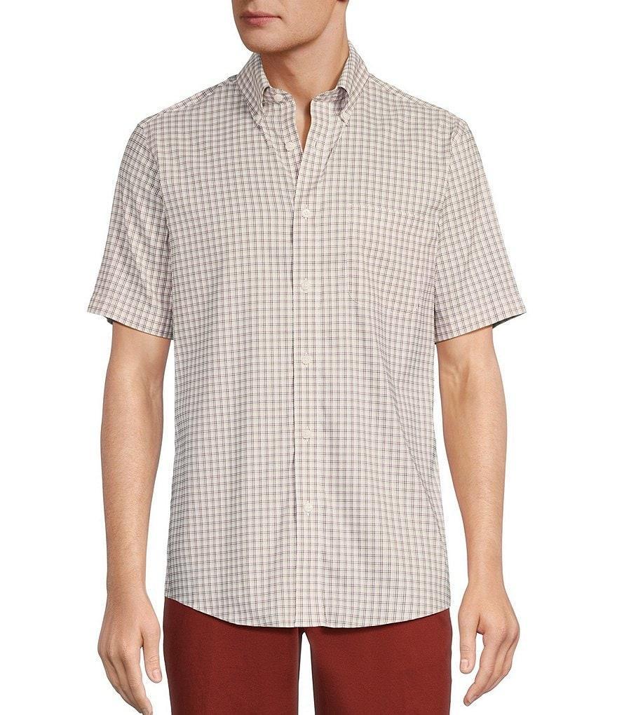 Gold Label Roundtree & Yorke Slim Fit Non-Iron Short Sleeve Small Plaid Sport Shirt Product Image