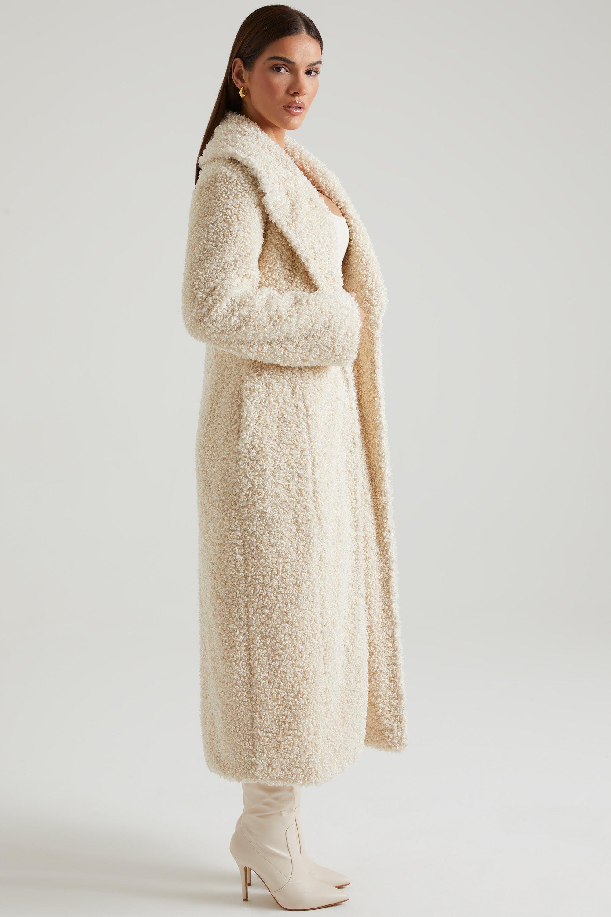 Long Shearling Coat in Cream Product Image