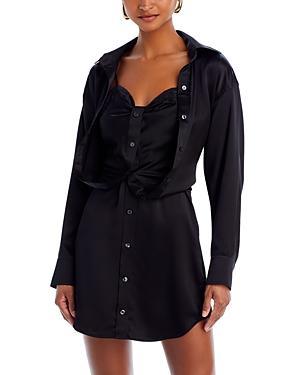 Alexander Wang Integrated Camisole Long Sleeve Silk Shirtdress Product Image