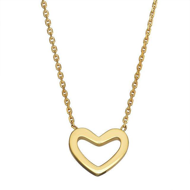 10k Gold Polished Open Heart necklace, Womens Yellow Product Image