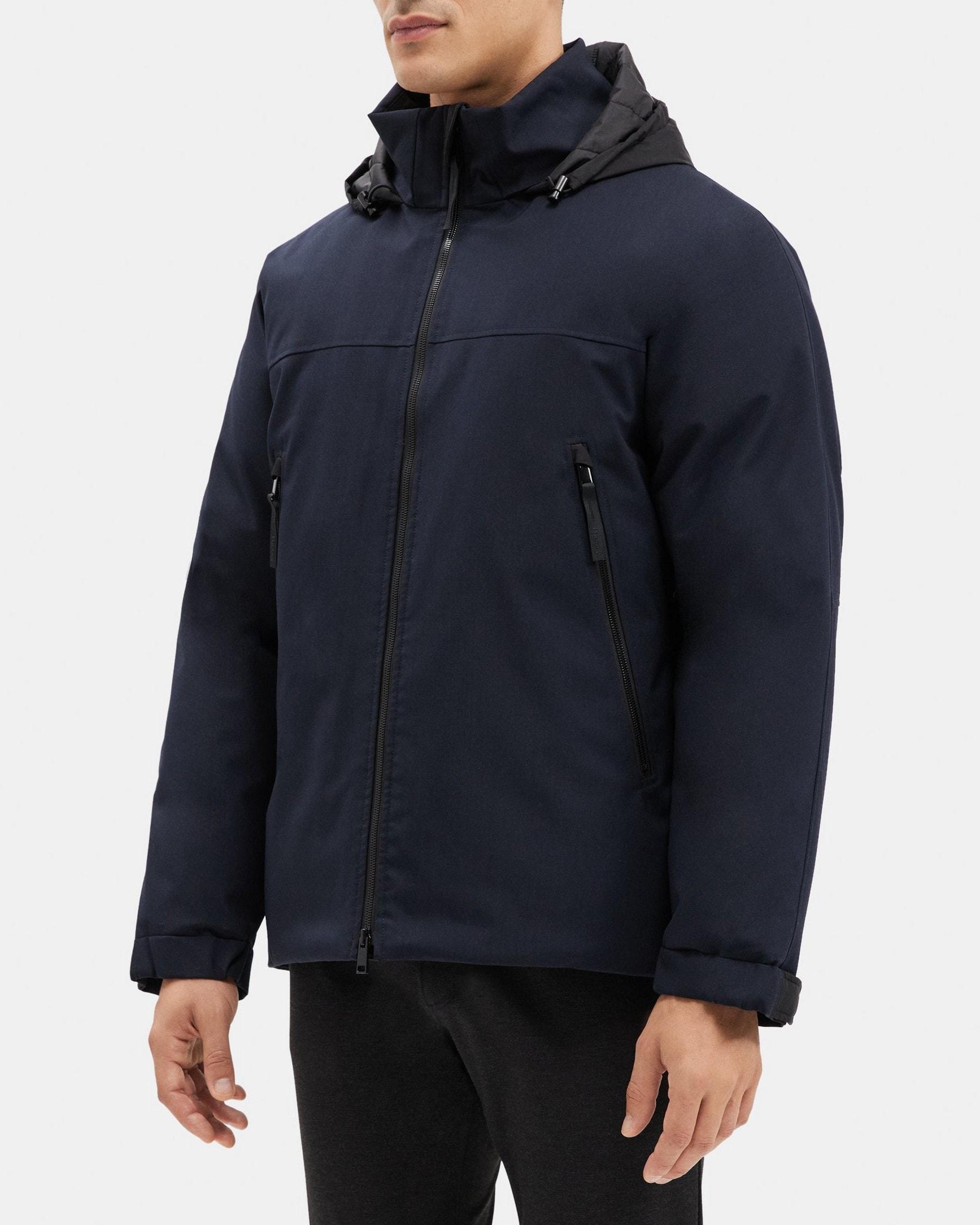 Hooded Zip-Up Jacket in Bonded Wool-Blend Product Image