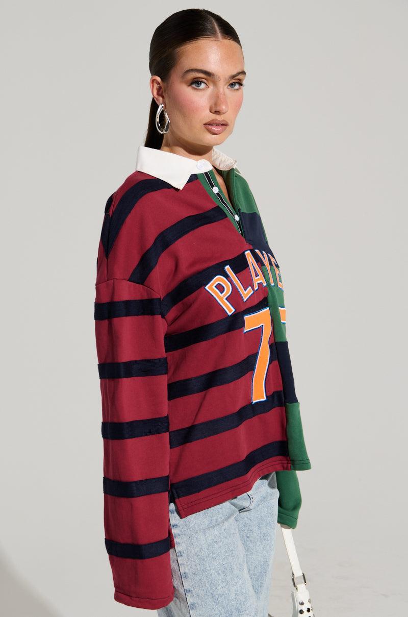 OFF THE FIELD LONG SLEEVE STRIPED RUGBY TEE Product Image