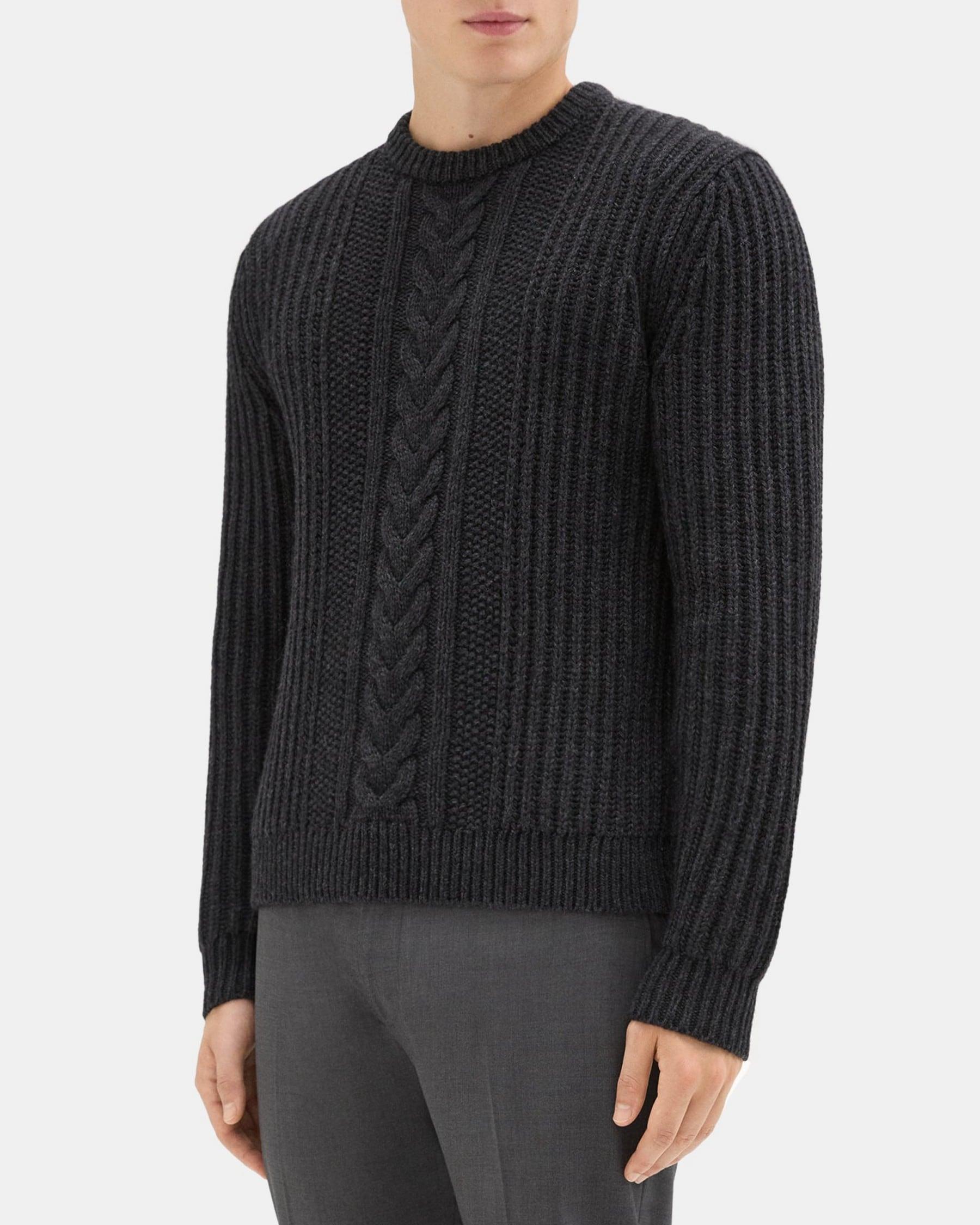 Crewneck Sweater in Cable Knit Product Image