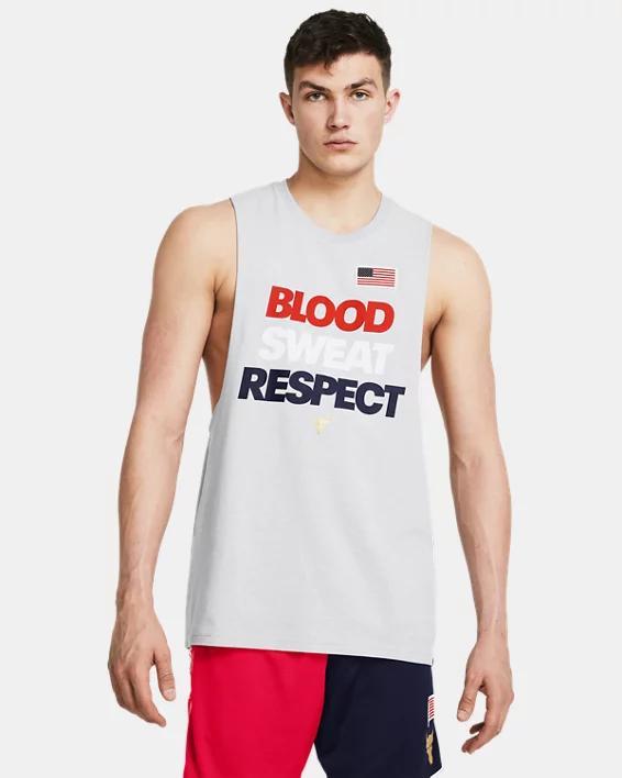 Men's Project Rock Red, White & Blue Graphic Sleeveless Product Image