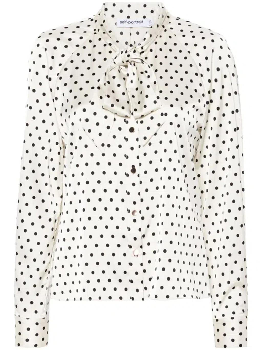 Polka-dot Blouse In Beige Product Image