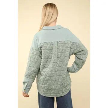 Green Oversized Quilted Cozy Shacket Jacket Female Product Image