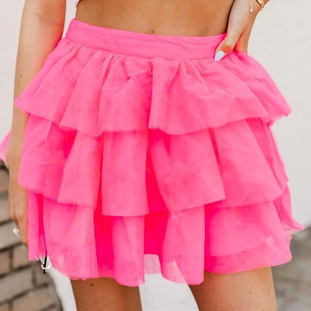 Where We Wanna Go Pink Tiered Tulle Skirt FINAL SALE Product Image