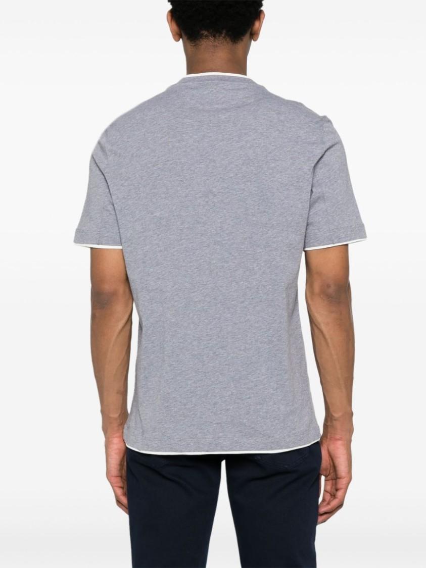 Faux-layered Cotton T-shirt In Grey Product Image