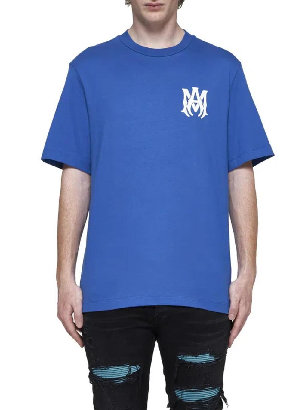 AMIRI Logo-print Cotton T-shirt In Blue Product Image