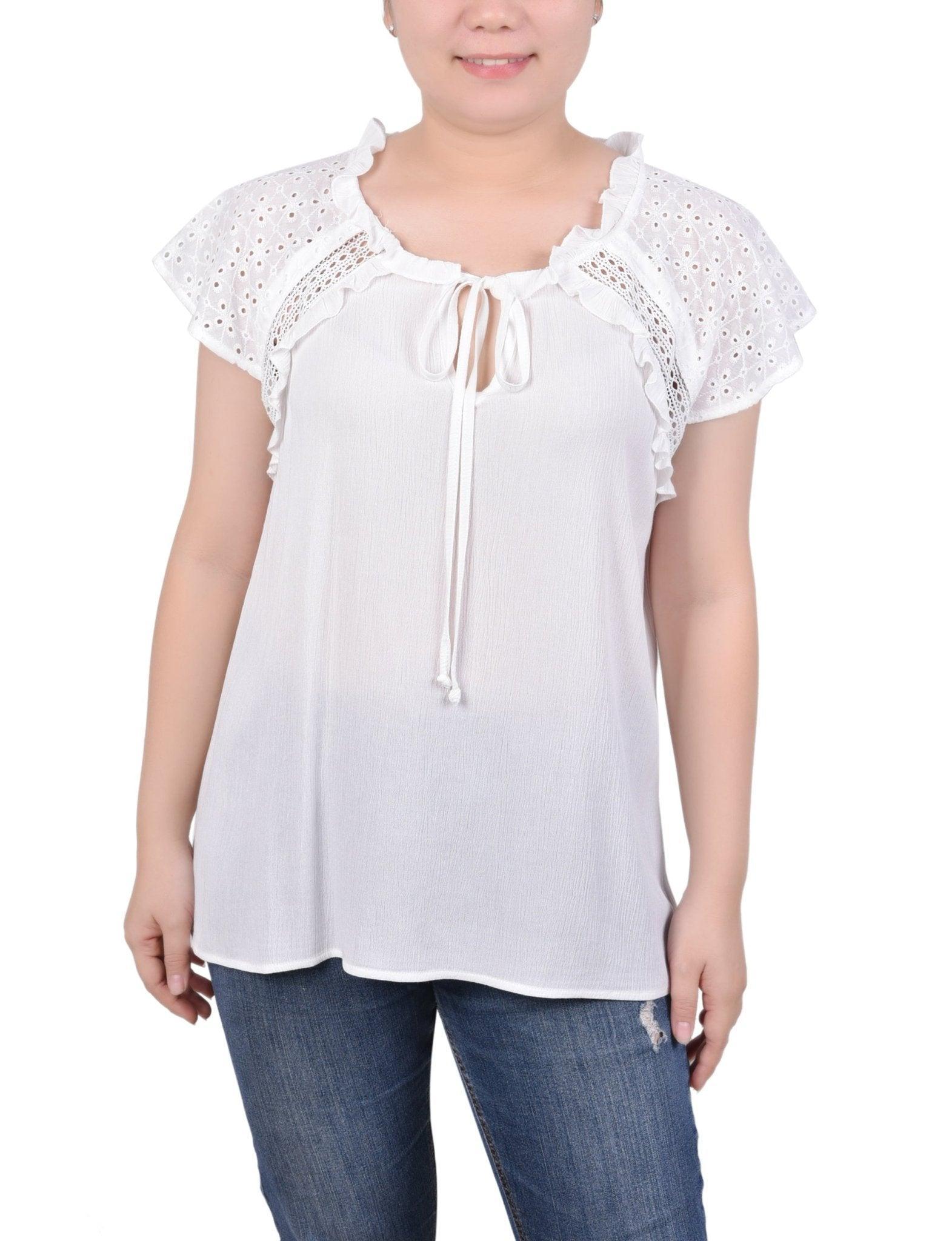 Eyelet Sleeve Blouse - Petite Product Image