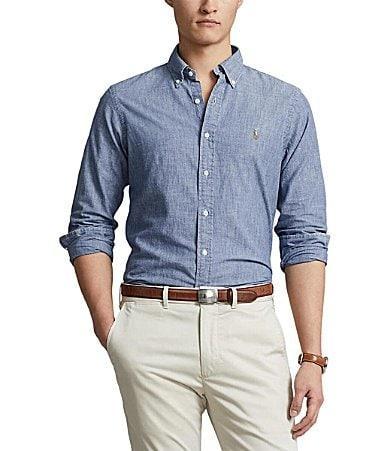 Polo Ralph Lauren Classic-Fit Button-Front Solid Chambray Shirt Product Image