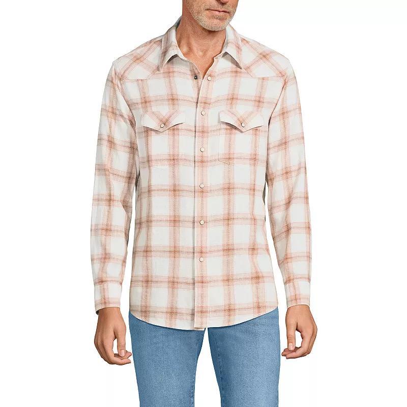 Mens Lands End Plaid Western-Style Shirt Product Image