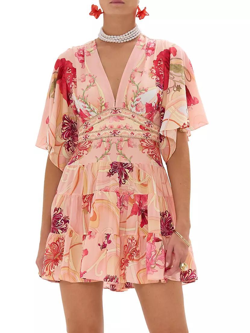 Floral Silk Tiered Minidress Product Image