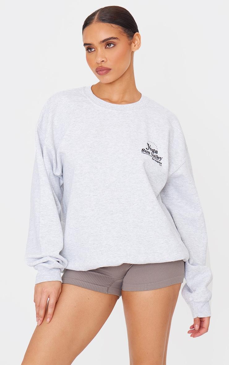 Ash Grey Yoga Oversized Long Sleeve Sweatshirt Product Image