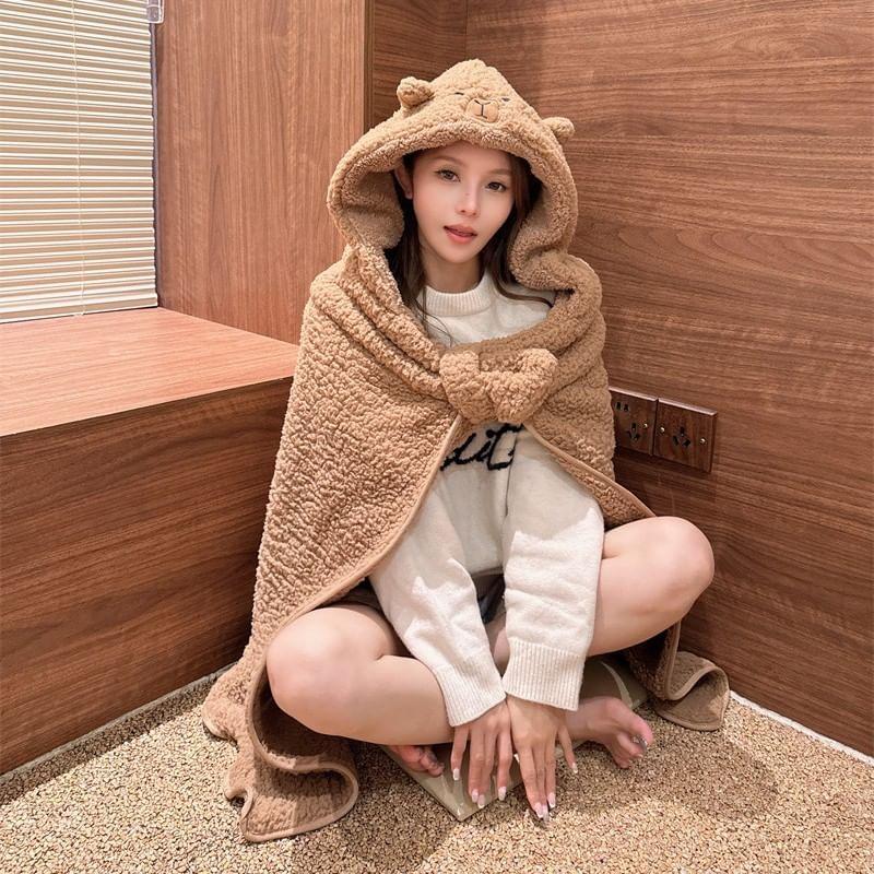 Ear Hooded Fleece Cape Product Image