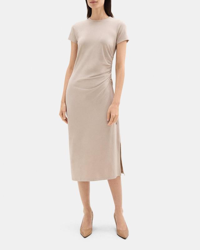 Gathered Dress in Stretch Cotton-Modal Product Image