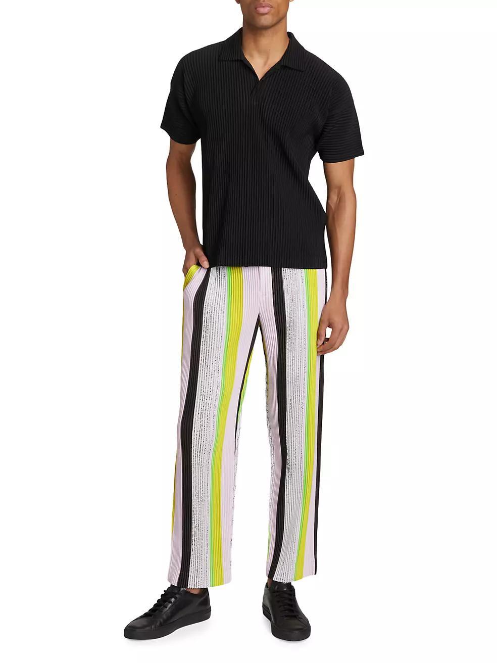 Striped Pleated Trousers Product Image