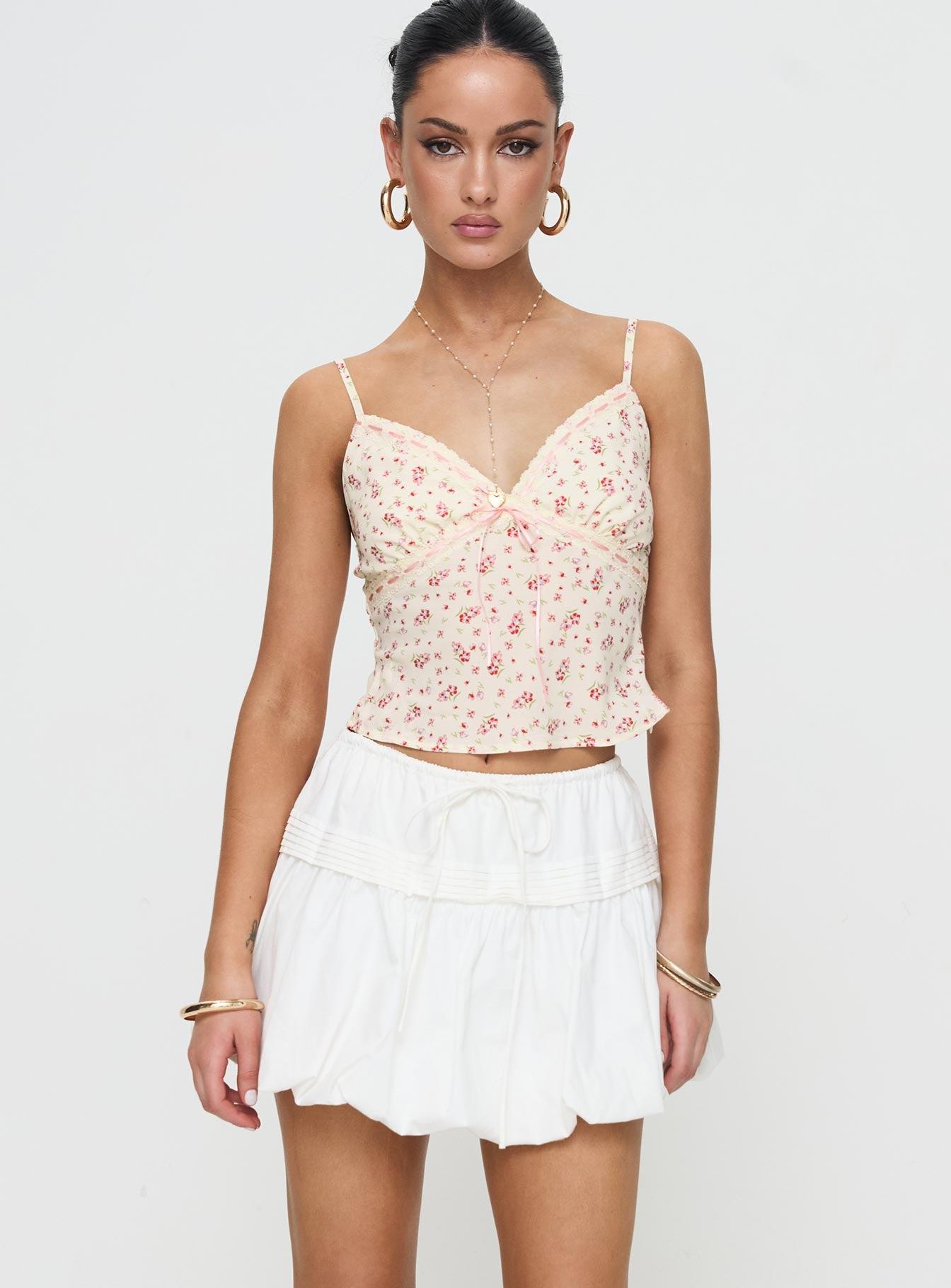 Dear London Bubble Hem Mini Skirt White Product Image