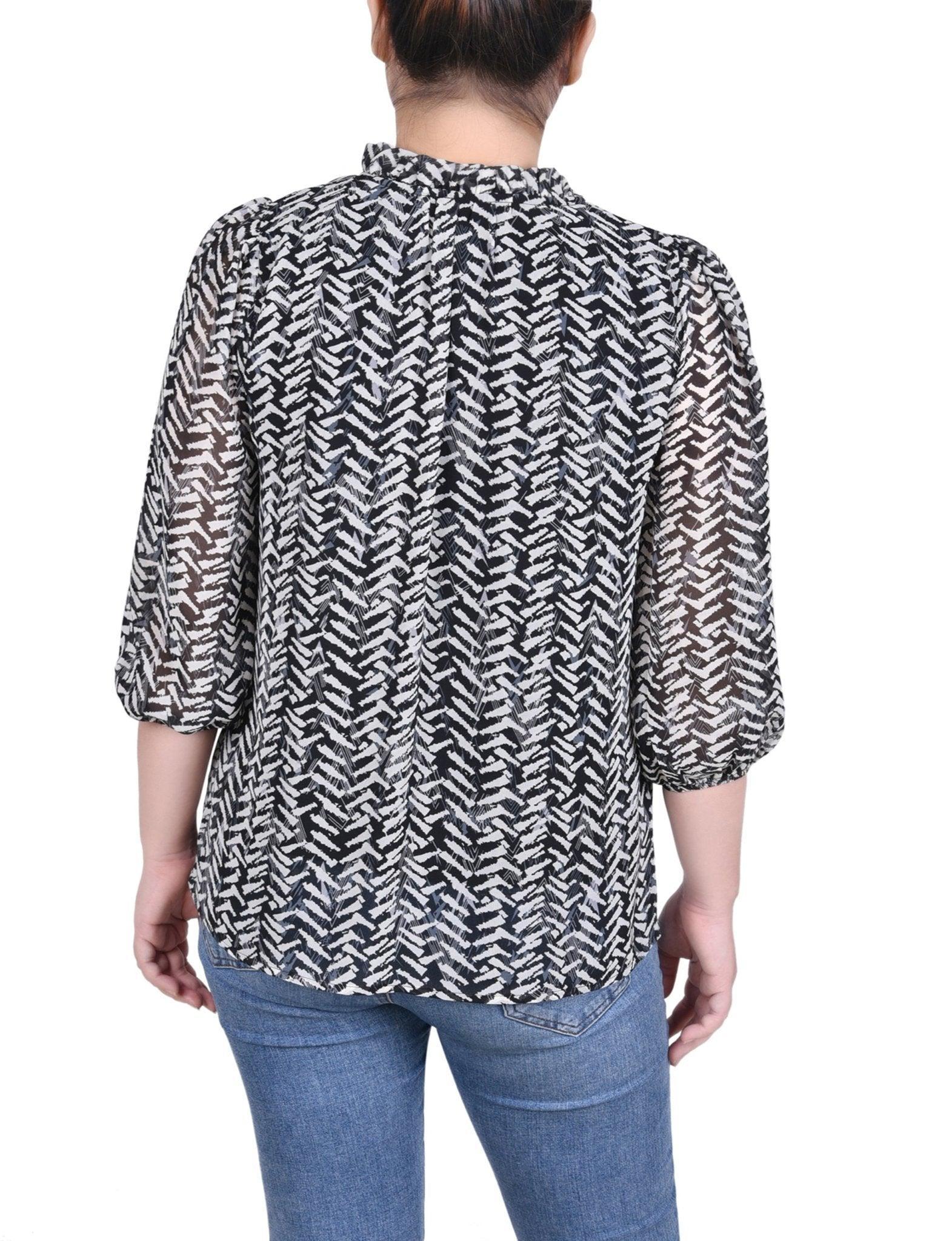 3/4 Length Sleeve Chiffon Blouse - Petite Product Image