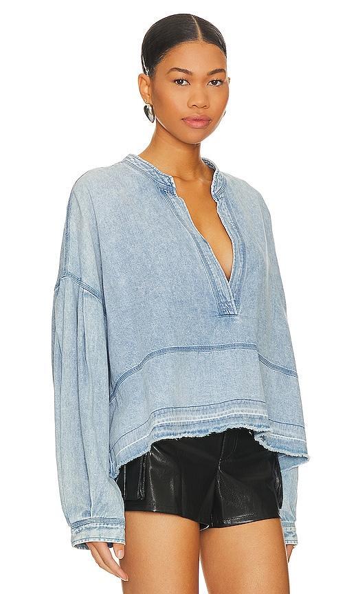 Free People x We The Free Jude Denim Pullover in Blue. Product Image