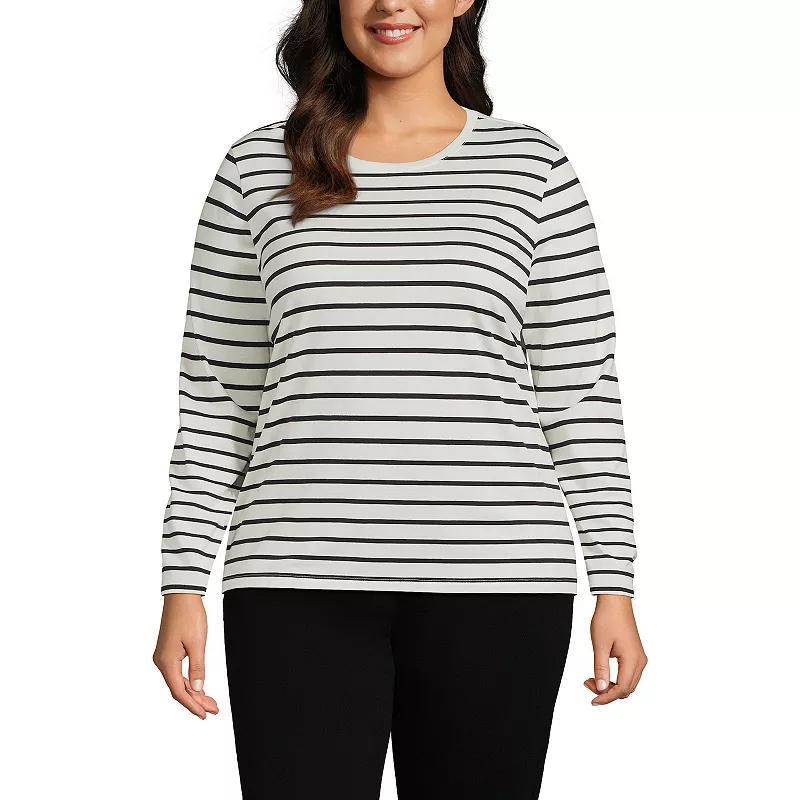 Plus Size Lands End Relaxed Supima Cotton Crewneck Tee, Womens Deep Green Product Image