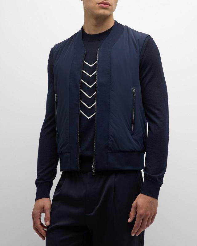 Mens Solid Wool-Blend Zip Vest Product Image