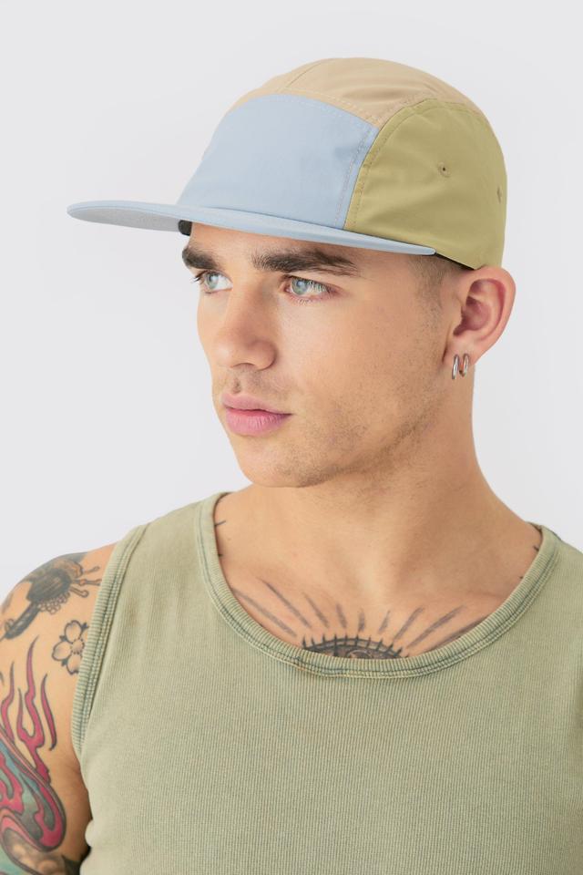 Colour Block Woven Camper Hat In Light Grey | boohooMAN USA Product Image