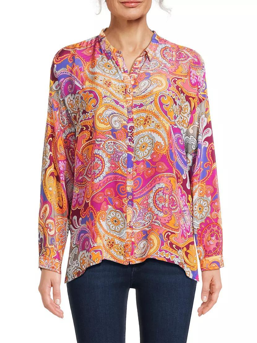 The Audrey Paisley Silk Oversized Blouse Product Image