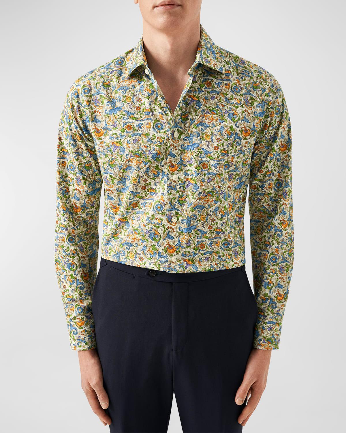 Mens Cotton Twill Floral Slim-Fit Dress Shirt Product Image