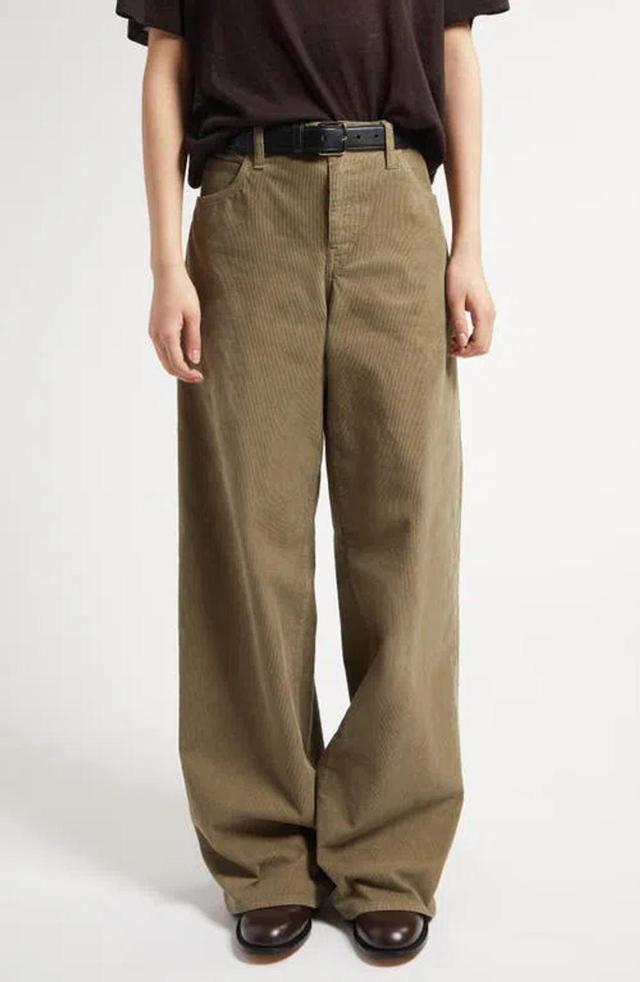 Eglitta Stretch Corduory Wide Leg Pants In Khk - Khaki Product Image