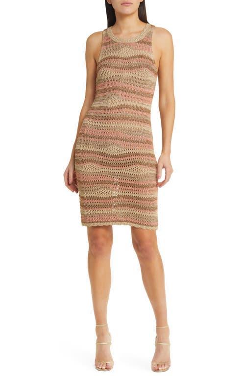 Steve Madden Ronnie Metallic Open Stitch Sleeveless Sweater Dress Product Image