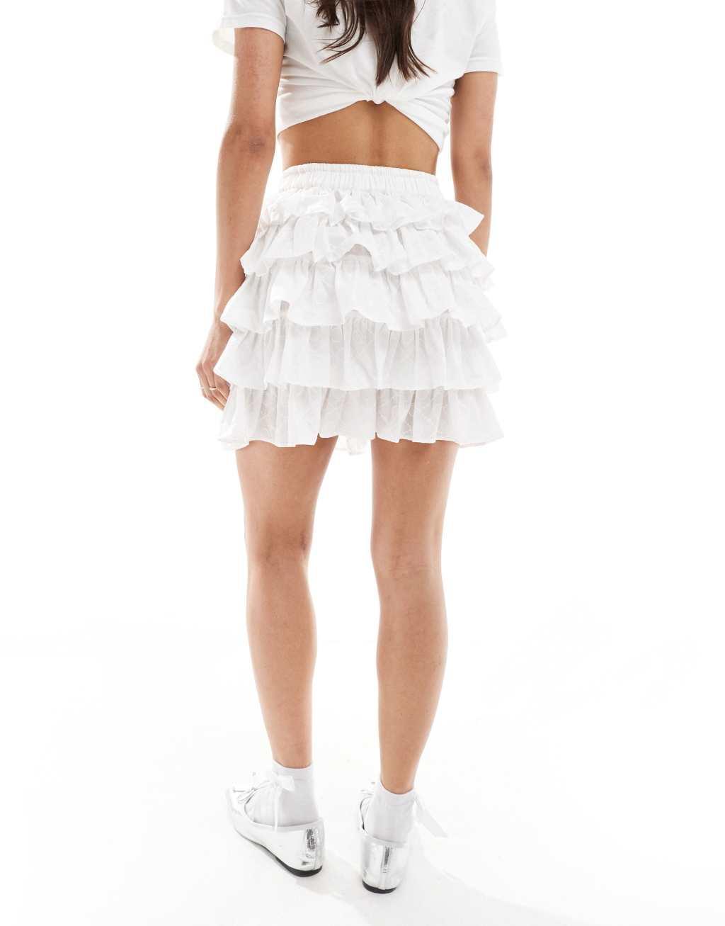 ASOS DESIGN eyelet rara mini skirt in white Product Image