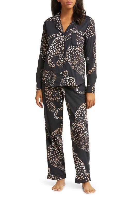 Womens Jaguar Print Cotton Pajama Set Product Image