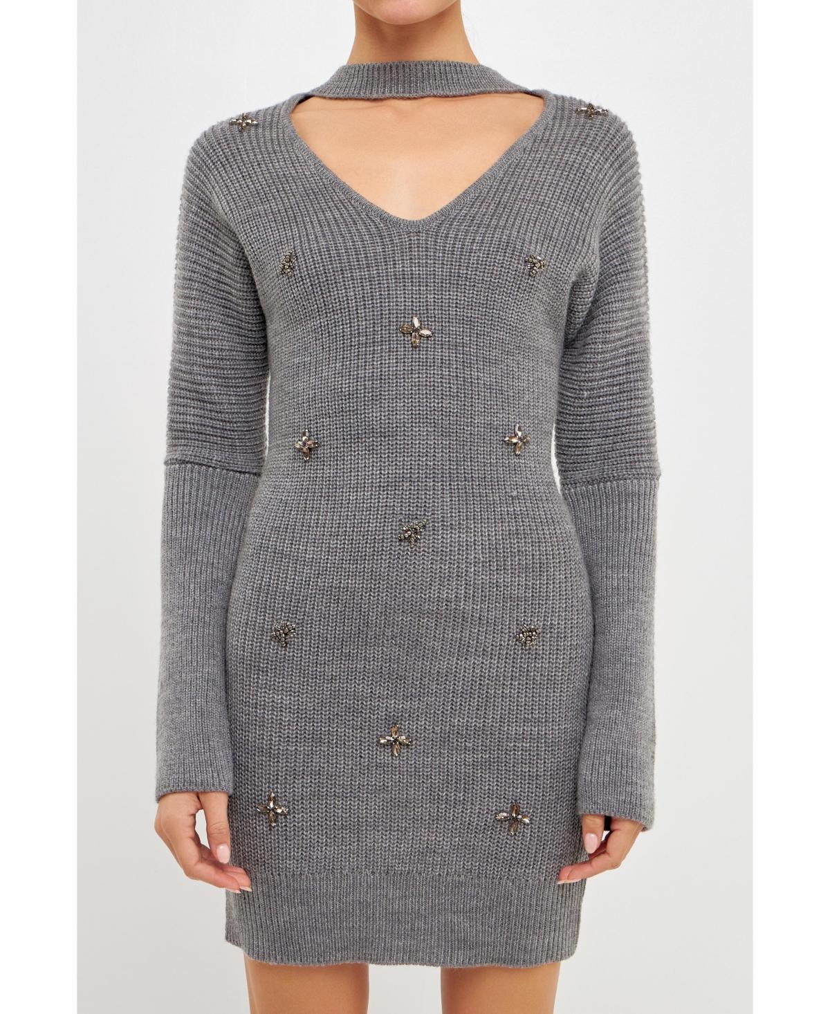 endless rose Womens Embellished Sweater Dress Product Image